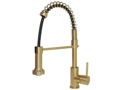 Plimo Mitigeur évier à Douchette Or Brossé - Essebagno