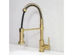 Plimo Mitigeur évier à Douchette Or Brossé - Essebagno -Electroménager Soldes robinet 20127167