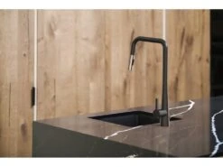Style Mitigeur évier à Douchette Noir Mat Et Chrome - Essebagno -Electroménager Soldes robinet 20127215