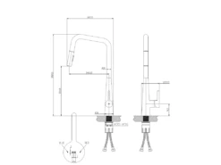 Style Mitigeur évier à Douchette Noir Mat Et Chrome - Essebagno -Electroménager Soldes robinet 20127217