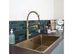 Big Hotto Mitigeur évier à Douchette Or Brossé - Essebagno -Electroménager Soldes robinet 20127465