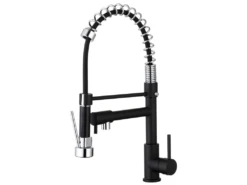 Big Pro Mitigeur évier à Douchette Noir Et Chrome - Essebagno