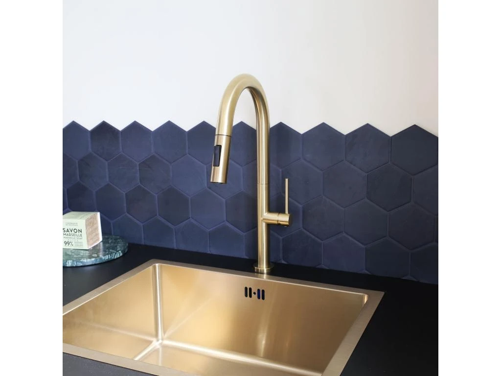 Portofino Mitigeur évier à Douchette Or Brossé - Essebagno 4 Portofino Mitigeur évier à Douchette Or Brossé - Essebagno – Image 2