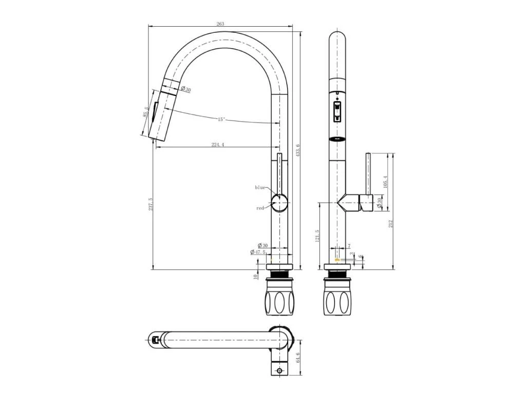 Portofino Mitigeur évier à Douchette Or Brossé - Essebagno 5 Portofino Mitigeur évier à Douchette Or Brossé - Essebagno – Image 3