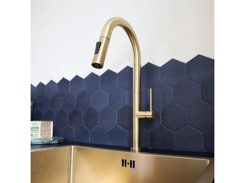 Portofino Mitigeur évier à Douchette Or Brossé - Essebagno 7 Portofino Mitigeur évier à Douchette Or Brossé - Essebagno – Image 5