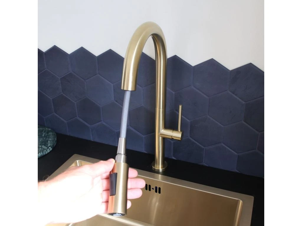 Portofino Mitigeur évier à Douchette Or Brossé - Essebagno 9 Portofino Mitigeur évier à Douchette Or Brossé - Essebagno – Image 7