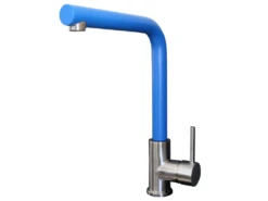 Esseloki Mitigeur évier Façon Inox Et Bec Bleu - Essebagno