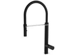 Exil Mitigeur évier à Douchette Noir Et Façon Inox - Essebagno