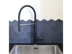 Exil Mitigeur évier à Douchette Noir Et Façon Inox - Essebagno -Electroménager Soldes robinet 21191489