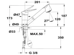 Embla Mitigeur évier à Douchette Noir Chromé - Essebagno -Electroménager Soldes robinet 22399239