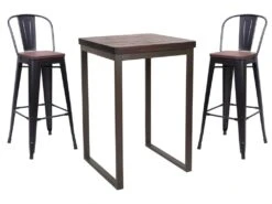 NEVADA - Ensemble Haut Acier/bois Massif Foncé