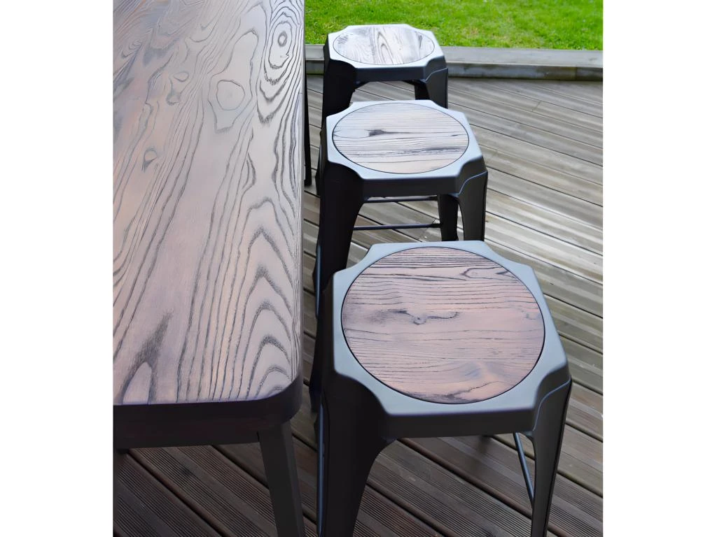 NEVADA - Mange Debout 180 Cm Acier/bois Massif Foncé 6 NEVADA - Mange Debout 180 Cm Acier/bois Massif Foncé – Image 4