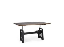 PIPA - Table Reglable En Bois De Manguier Et Métal Noir -Electroménager Soldes table a manger 10036263