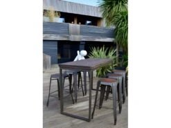 NEVADA - Ensemble Haut 180 Cm Bois Massif Foncé Et Acier -Electroménager Soldes table a manger 10036321