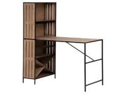 Table De Bar En Bois Et Fer Coloris Beige - Longueur 153 X Profondeur 80 X Hauteur 80 Cm