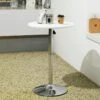 Table Bar Pub Ronde Hauteur Réglable Blanche Avec Base Chrome 60-90cm -Electroménager Soldes table a manger 11333449