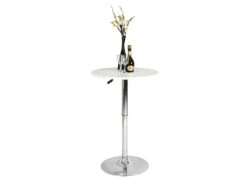Table Bar Pub Ronde Hauteur Réglable Blanche Avec Base Chrome 60-90cm -Electroménager Soldes table a manger 11333453