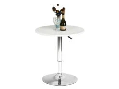Table Bar Pub Ronde Hauteur Réglable Blanche Avec Base Chrome 60-90cm -Electroménager Soldes table a manger 11333455