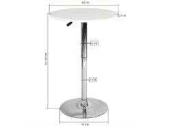 Table Bar Pub Ronde Hauteur Réglable Blanche Avec Base Chrome 60-90cm -Electroménager Soldes table a manger 11333457
