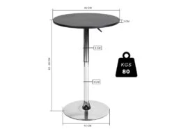 Table Bar Pub Ronde Hauteur Réglable Blanche Avec Base Chrome 60-90cm -Electroménager Soldes table a manger 11333467
