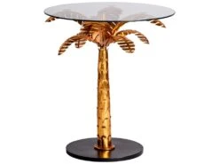 Table De Bar En Fer Et Verre En Doré Et Noir