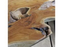 Table De Bar L.163 Cm En Bois De Teck Et 3 Pieds Métal Noir - GEPETTO -Electroménager Soldes table a manger 14291567