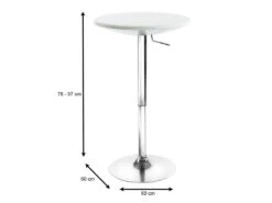 Table Haute De Bar DOMINIK Table Bistrot Ronde Hauteur Réglable Avec Plateau Tournant En Plastique Blanc Et Socle En Métal Chromé -Electroménager Soldes table a manger 15962515
