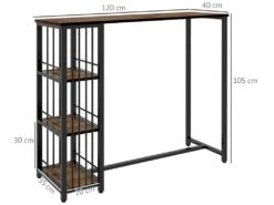 Table De Bar 3 étagères Style Industriel Acier Noir Aspect Panneaux Aspect Bois -Electroménager Soldes table a manger 17618801