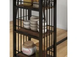 Table De Bar 3 étagères Style Industriel Acier Noir Aspect Panneaux Aspect Bois -Electroménager Soldes table a manger 17618805