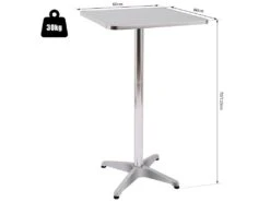 Table De Bar Table De Cuisine Salle à Manger Hauteur Réglable Plateau Inox -Electroménager Soldes table a manger 19046335