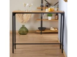 Table Haute De Bar BRAGA Mange-debout Comptoir En Métal Avec Plateau En Fibres De Bois Couleur Chêne Sauvage -Electroménager Soldes table a manger 19791687