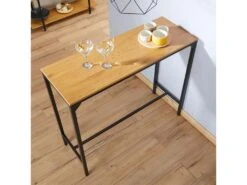 Table Haute De Bar BRAGA Mange-debout Comptoir En Métal Avec Plateau En Fibres De Bois Couleur Chêne Sauvage -Electroménager Soldes table a manger 19791689