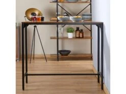 Table Haute De Bar BRAGA Mange-debout Comptoir En Métal Avec Plateau En Fibres De Bois Couleur Brun Rustique -Electroménager Soldes table a manger 19791697