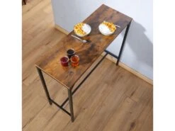 Table Haute De Bar BRAGA Mange-debout Comptoir En Métal Avec Plateau En Fibres De Bois Couleur Brun Rustique -Electroménager Soldes table a manger 19791699