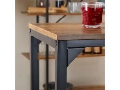 Table Haute De Bar BRAGA Mange-debout Comptoir En Métal Avec Plateau En Fibres De Bois Couleur Brun Rustique -Electroménager Soldes table a manger 19791701