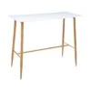 Table Haute Table De Bar Blanche Avec Pieds En Acier Effet Bois 120 X 60 Cm -Electroménager Soldes table a manger 19801901