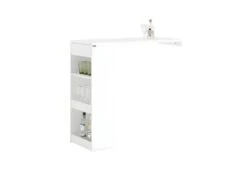 SoBuy Table De Bar Murale, Table Haute De Bar, Table De Cuisine, Table à Manger, Mange-Debout Pour Cuisine, Salle à Manger, Salon Avec 1 Tiroir Et 3 Étagères, 110 X 45 X 106 Cm, FWT101-W