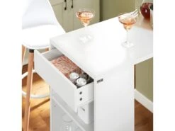SoBuy Table De Bar Murale, Table Haute De Bar, Table De Cuisine, Table à Manger, Mange-Debout Pour Cuisine, Salle à Manger, Salon Avec 1 Tiroir Et 3 Étagères, 110 X 45 X 106 Cm, FWT101-W -Electroménager Soldes table a manger 22079713