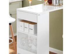 SoBuy Table De Bar Murale, Table Haute De Bar, Table De Cuisine, Table à Manger, Mange-Debout Pour Cuisine, Salle à Manger, Salon Avec 1 Tiroir Et 3 Étagères, 110 X 45 X 106 Cm, FWT101-W -Electroménager Soldes table a manger 22079715
