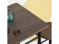 Ensemble Table De Bar Design Industriel + 2 Tabourets MDF Imitation Bois Noyer Métal Noir -Electroménager Soldes table a manger 23021187