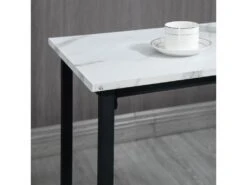 Ensemble 2 Places 3 Pièces Design Contemporain - Acier Noir Aspect Marbre Blanc -Electroménager Soldes table a manger 23021199
