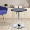 Table De Bar Table Bistro Chic Style Contemporain Table Ronde Hauteur Réglable 67-93 Cm Ø 63 Cm Plateau Pivotant 360° Métal Chromé PVC Noir -Electroménager Soldes table a manger 9540785
