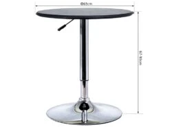 Table De Bar Table Bistro Chic Style Contemporain Table Ronde Hauteur Réglable 67-93 Cm Ø 63 Cm Plateau Pivotant 360° Métal Chromé PVC Noir -Electroménager Soldes table a manger 9540789