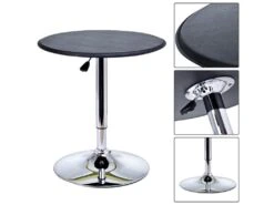 Table De Bar Table Bistro Chic Style Contemporain Table Ronde Hauteur Réglable 67-93 Cm Ø 63 Cm Plateau Pivotant 360° Métal Chromé PVC Noir -Electroménager Soldes table a manger 9540791