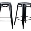 Lot 2 Tabourets De Bar H.65 Cm Métal Noir Et Perforations - METALICA -Electroménager Soldes tabouret bas 21966697