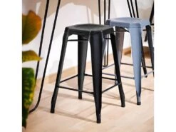 Lot 2 Tabourets De Bar H.65 Cm Métal Noir Et Perforations - METALICA -Electroménager Soldes tabouret bas 21966699