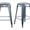 Lot 2 Tabourets De Bar H.65 Cm Métal Gris Et Perforations - METALICA -Electroménager Soldes tabouret bas 21966707