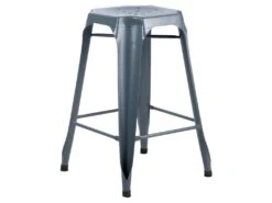 Lot 2 Tabourets De Bar H.65 Cm Métal Gris Et Perforations - METALICA -Electroménager Soldes tabouret bas 21966711