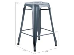 Lot 2 Tabourets De Bar H.65 Cm Métal Gris Et Perforations - METALICA -Electroménager Soldes tabouret bas 21966715