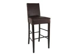 TONY - Lot De 2 Tabourets Wengé Et Assise Simili Marron Foncé 5 TONY - Lot De 2 Tabourets Wengé Et Assise Simili Marron Foncé -Electroménager Soldes tabouret de bar 10198327